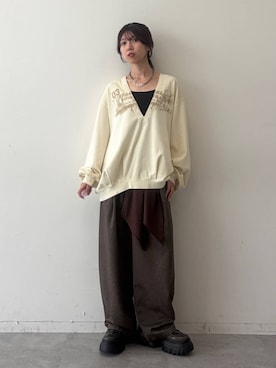 「PAGEBOY（ページボーイ）のレースアップトラックブーツ【ストレッチ/抗菌防臭/軽量/美脚】（ブーツ、グレー系）」を使った、きゃぷさん（レディース・157cm）の秋コーディネート