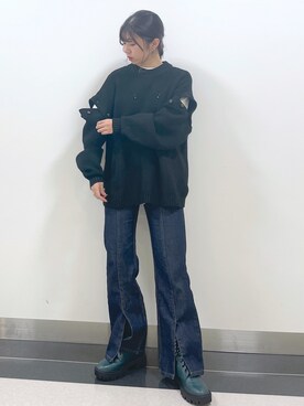 「スリットニット」｜きゃぷさん（レディース・157cm）の秋コーディネート