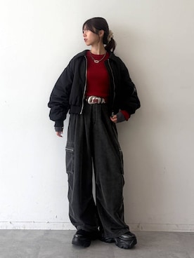 「アイテム（MA-1）」を使った、きゃぷさん（レディース・157cm）の秋コーディネート