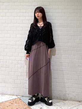 「PAGEBOY（ページボーイ）の【WEB限定復刻/2サイズ展開】サンドヴィンテージキリカエワンピース（ワンピース、ブラウン系）」を使った、きゃぷさん（レディース・157cm）の春コーディネート