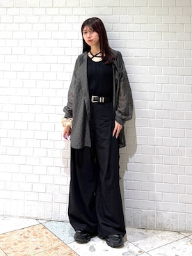 「PAGEBOY（ページボーイ）のモードバックルベルト3（ベルト、ブラック系）」を使った、きゃぷさん（レディース・157cm）の春コーディネート