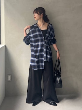 「PAGEBOY（ページボーイ）のサイドタックルーズウラケパンツ/イージーパンツ【4color・2size】（スウェットパンツ）」を使った、きゃぷさん（レディース・157cm）の夏コーディネート