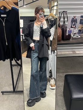 「PAGEBOY（ページボーイ）のレースアップソックスブーツ（ブーツ）」を使った、きゃぷさん（レディース・157cm・20代）の秋コーディネート