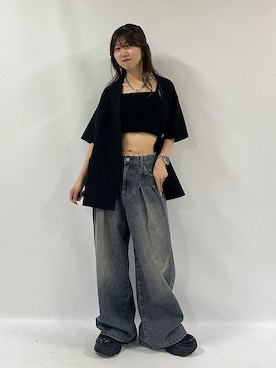 「PAGEBOY（ページボーイ）のプラットチャンキースニーカー（スニーカー）」を使った、きゃぷさん（レディース・157cm・20代）の夏コーディネート