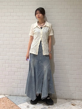 「PAGEBOY（ページボーイ）のハートマンテルネックレス3（ネックレス、ブラック系）」を使った、きゃぷさん（レディース・157cm）の夏コーディネート