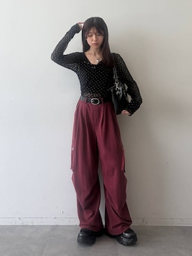 「PAGEBOY（ページボーイ）のプラットチャンキースニーカー【3サイズ展開・抗菌防臭・軽量】（スニーカー、ブラック系）」を使った、きゃぷさん（レディース・157cm）の秋コーディネート