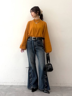 「PAGEBOY（ページボーイ）のステッチバックルバッグ（ショルダーバッグ、ブラック系）」を使った、きゃぷさん（レディース・157cm）の秋コーディネート