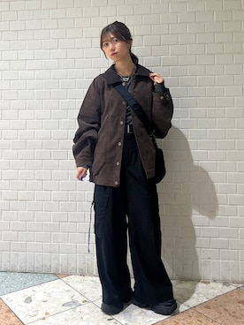 「PBLIM（ページボーイリム）の《UNISEX》ソフトスウェードブルゾン（ブルゾン）」を使った、きゃぷさん（レディース・157cm）の秋コーディネート