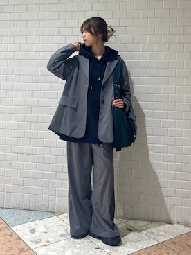 「PAGEBOY（ページボーイ）の【セットアップ対応】チェックMIXジャケット 《2サイズ展開》（テーラードジャケット）」を使った、きゃぷさん（レディース・157cm）の秋コーディネート