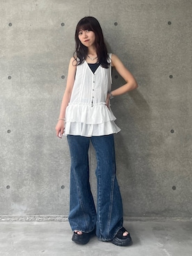 「アイテム（パンツ）」を使った、きゃぷさん（レディース・157cm）の夏コーディネート