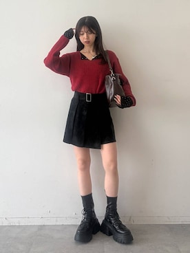 「PAGEBOY（ページボーイ）のクラシックショートパンツ【セットアップ対応】（その他パンツ、ブラック系）」を使った、きゃぷさん（レディース・157cm）の秋コーディネート