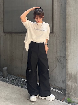 「アイテム（カーゴパンツ）」を使った、きゃぷさん（レディース・157cm）の夏コーディネート