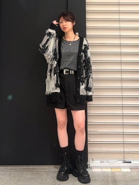 「PAGEBOY（ページボーイ）のモードバックルベルト3（ベルト、ブラック系）」を使った、きゃぷさん（レディース・157cm）の夏コーディネート