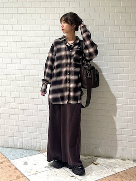 「PAGEBOY（ページボーイ）のサイドタックルーズウラケパンツ/イージーパンツ【4color・2size】（スウェットパンツ）」を使った、きゃぷさん（レディース・157cm）の秋コーディネート