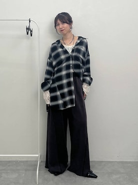 「PAGEBOY（ページボーイ）のサイドタックルーズウラケパンツ/イージーパンツ【4color・2size】（スウェットパンツ）」を使った、きゃぷさん（レディース・157cm）の夏コーディネート