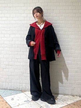 「PAGEBOY（ページボーイ）の【セットアップ対応】チェックMIXジャケット 《2サイズ展開》（テーラードジャケット）」を使った、きゃぷさん（レディース・157cm）の秋コーディネート