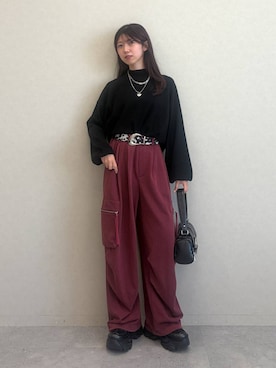 「PAGEBOY（ページボーイ）のプラットチャンキースニーカー【3サイズ展開・抗菌防臭・軽量】（スニーカー、ブラック系）」を使った、きゃぷさん（レディース・157cm）の秋コーディネート