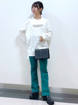 「PAGEBOY（ページボーイ）のチェーンスタッズショルダー（ショルダーバッグ）」を使った、きゃぷさん（レディース・157cm）の秋コーディネート