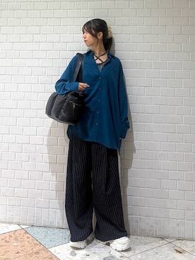 「PAGEBOY（ページボーイ）のプラットチャンキースニーカー（スニーカー、ホワイト系）」を使った、きゃぷさん（レディース・157cm）の秋コーディネート