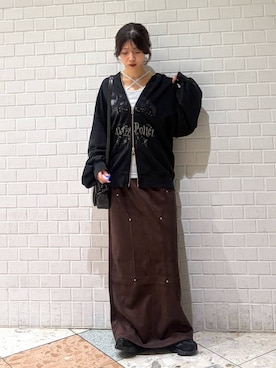 「PAGEBOY（ページボーイ）の【前後2WAY仕様】ラメテレコ2WAYタンク/タンクトップ（タンクトップ）」を使った、きゃぷさん（レディース・157cm）の秋コーディネート