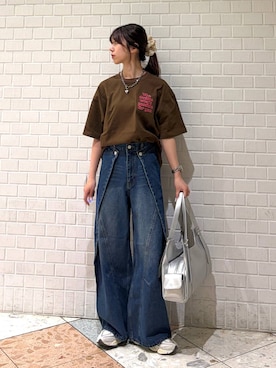 「PAGEBOY（ページボーイ）のハートマンテルネックレス3（ネックレス、ブラック系）」を使った、きゃぷさん（レディース・157cm）の春コーディネート