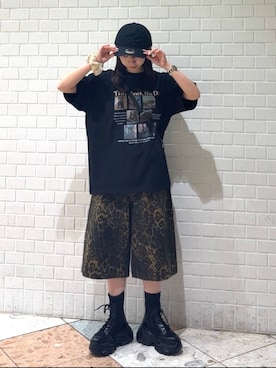 「PAGEBOY（ページボーイ）のレースアップソックスブーツ（ブーツ、ブラック系）」を使った、きゃぷさん（レディース・157cm）の春コーディネート
