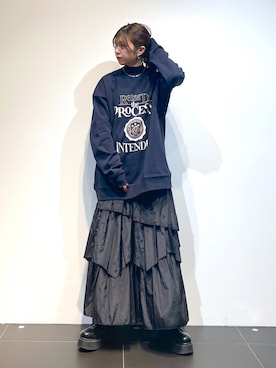 「リブニット」｜「アイテム（スウェット）」を使った、きゃぷさん（レディース・157cm）の冬コーディネート