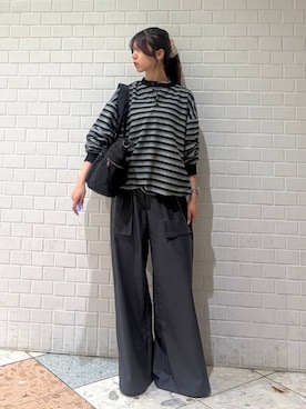 「PAGEBOY（ページボーイ）のバイアスZIPカーゴパンツ/スラックス（その他パンツ、グレー系）」を使った、きゃぷさん（レディース・157cm）の秋コーディネート