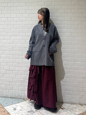 「PAGEBOY（ページボーイ）の【セットアップ対応】チェックMIXジャケット 《2サイズ展開》（テーラードジャケット）」を使った、きゃぷさん（レディース・157cm）の秋コーディネート