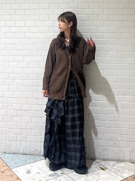 「PAGEBOY（ページボーイ）のラインフリンジティアードスカート/フリルスカート【ウエストゴム・ストレスフリー】（スカート）」を使った、きゃぷさん（レディース・157cm）の秋コーディネート