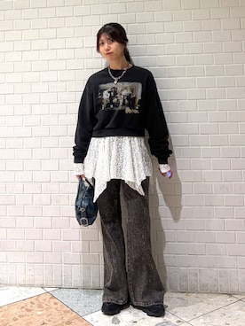 「アイテム（チュニック、ホワイト系）」を使った、きゃぷさん（レディース・157cm）の秋コーディネート