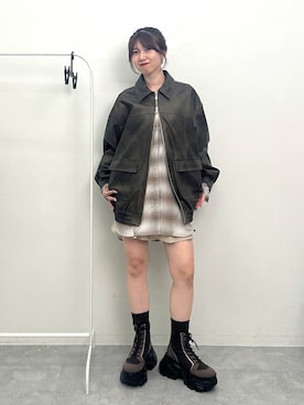 「アイテム（ブルゾン、ブラウン系）」を使った、きゃぷさん（レディース・157cm）の夏コーディネート