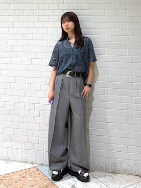 「PAGEBOY（ページボーイ）のアイテム（スラックス）」を使った、きゃぷさん（レディース・157cm）の春コーディネート