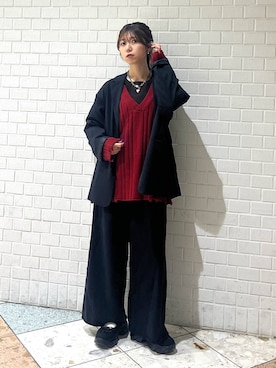 「PAGEBOY（ページボーイ）のサイドタックルーズウラケパンツ/イージーパンツ【4color・2size】（スウェットパンツ）」を使った、きゃぷさん（レディース・157cm）の秋コーディネート