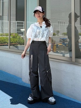 「アイテム（カーゴパンツ）」を使った、きゃぷさん（レディース・157cm・20代）の夏コーディネート