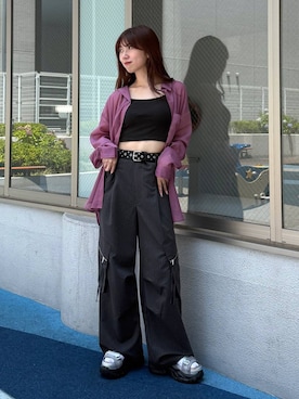 「アイテム（カーゴパンツ）」を使った、きゃぷさん（レディース・157cm）の夏コーディネート