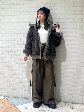 「アイテム（ニットキャップ/ビーニー）」を使った、きゃぷさん（レディース・157cm・20代）の冬コーディネート