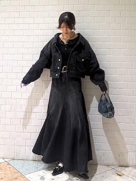 「アイテム（デニムスカート）」を使った、きゃぷさん（レディース・157cm）の秋コーディネート