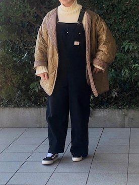「キルティングジャケット」｜「アイテム（オールインワン・サロペット）」を使った、MAIさん（レディース・157cm）の冬コーディネート
