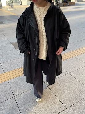 「モノトーンコーデ」｜「アイテム（モッズコート）」を使った、MAIさん（レディース・157cm）の冬コーディネート