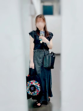 「アイテム（ブレスレット）」を使った、えりーあんとわねっとさん（レディース・155cm）の秋コーディネート