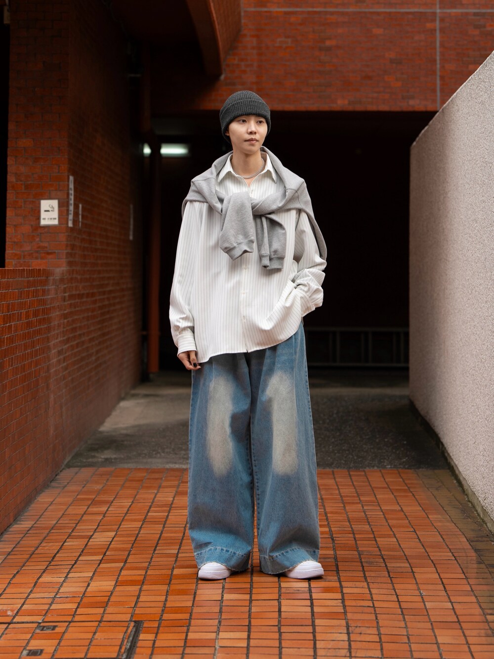 soerte ワイドバギーヴィンテージライクデニムパンツ