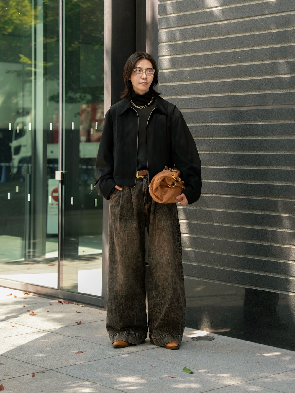 ストライプクレープハイネックトップ soerte ソエルテ Striped crepe