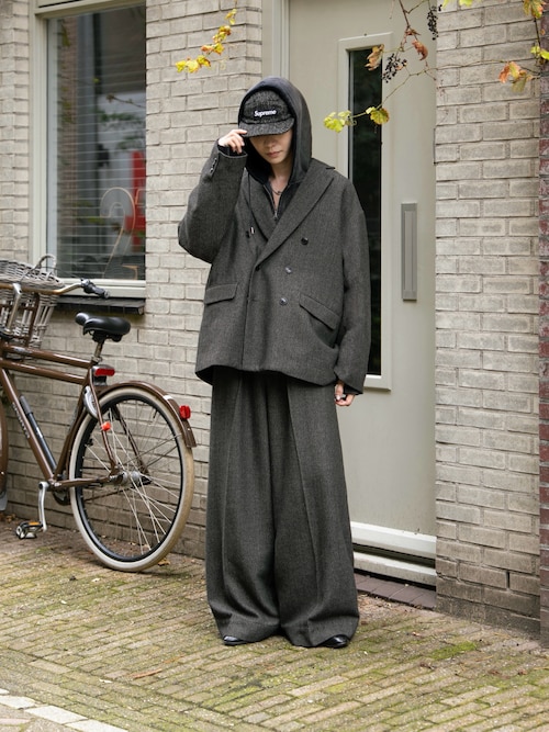 ブラック オーバーサイズ ダブルブレスト ジャケット　サイズ1　PRY　シュウト GU MEN オーバーサイズダブルブレストジャケット ブラック M