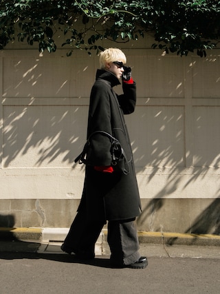 「soerte(ソエルテ)のWide Buggy Vintage Like Denim Pants / ワイドバギーヴィンテージライクデニムパンツ(デニムパンツ)」を使った、Ryuさん(メンズ・183cm)の秋コーディネート