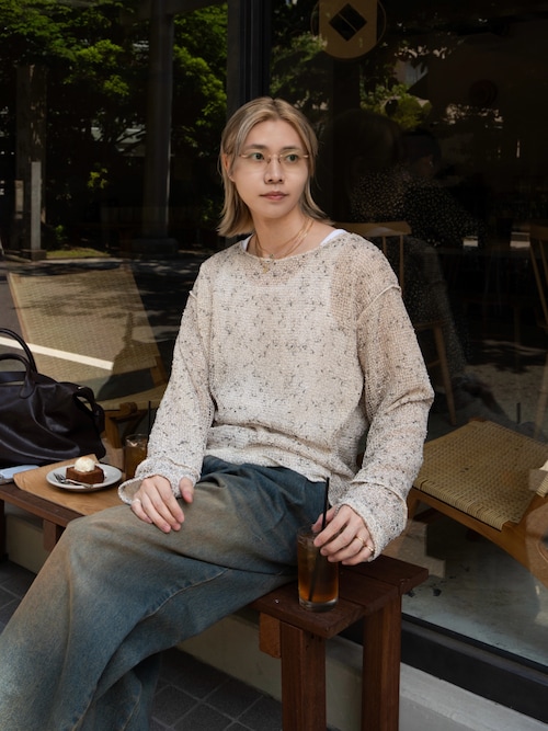 Loose slub mesh knit pullover / ルーズスラブメッシュニットプル