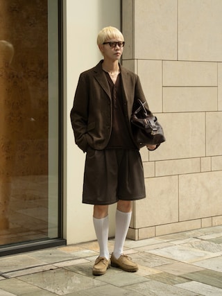 「soerte(ソエルテ)のWool Blend Rolled Edge Henley Neck Knit / ウールブレンドヘンリーネックニット(ニット/セーター)」を使った、Ryuさん(メンズ・183cm)の秋コーディネート
