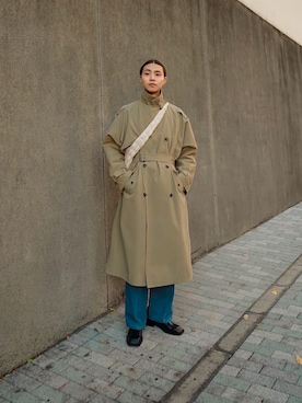 「soerte（ソエルテ）のアイテム（トレンチコート）」を使った、Ryuさん（メンズ・183cm）の春コーディネート