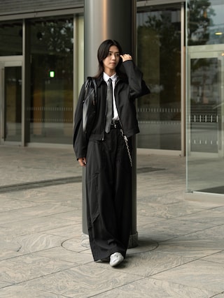 「soerte（ソエルテ）のLoose curve tuck short blouson/ルーズカーブタックショートブルゾン（ブルゾン）」を使った、Ryuさん（メンズ・183cm）の秋コーディネート