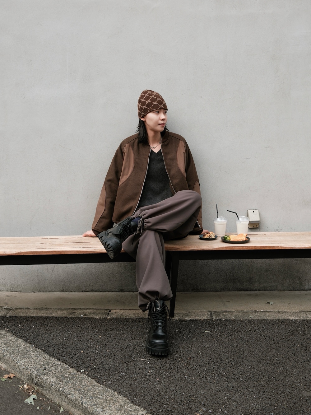 WOOL BLEND SWITCHING BLOUSON/ウールブレンド異素材切替